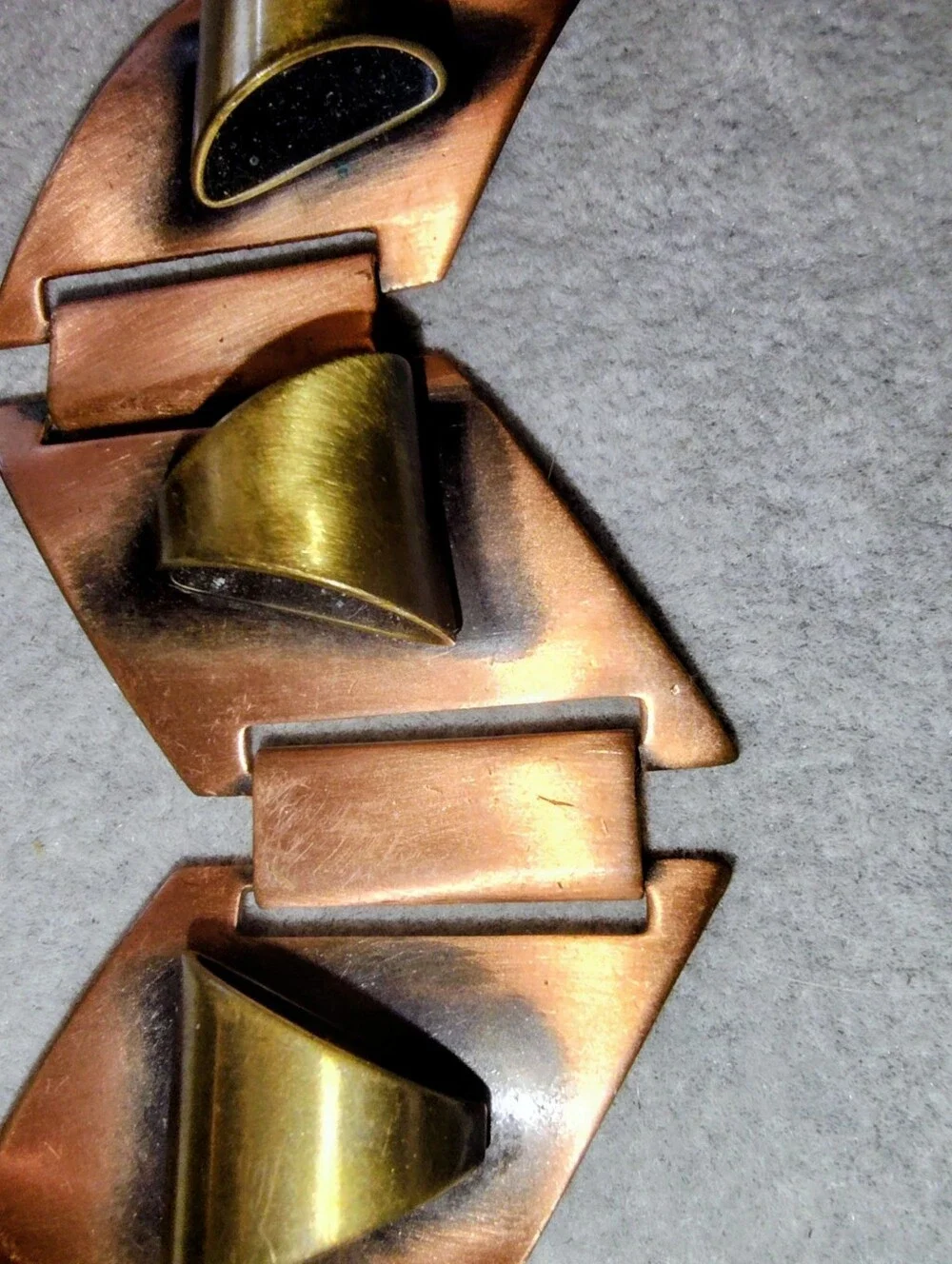 1950s Renior Style Copper Link Bracelet with Brass Accents, Unisex